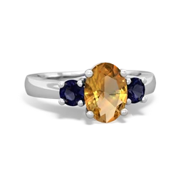 Citrine Three Stone Oval Trellis 14K White Gold ring R4024