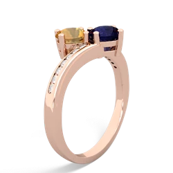 Citrine Channel Set Two Stone 14K Rose Gold ring R5303