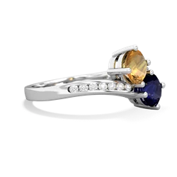 Citrine Channel Set Two Stone 14K White Gold ring R5303