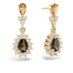 Citrine Halo Pear Dangle 14K Yellow Gold earrings E1882