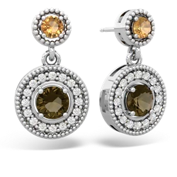 Citrine Halo Dangle 14K White Gold earrings E5319