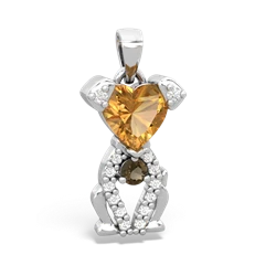 Citrine Puppy Love 14K White Gold pendant P5800