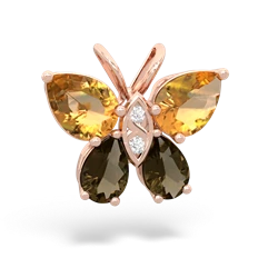 Citrine Butterfly 14K Rose Gold pendant P2215