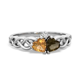 Citrine Heart To Heart Braid 14K White Gold ring R5870