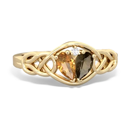 Citrine Celtic Love Knot 14K Yellow Gold ring R5420