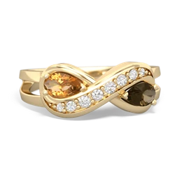 Citrine Diamond Infinity 14K Yellow Gold ring R5390