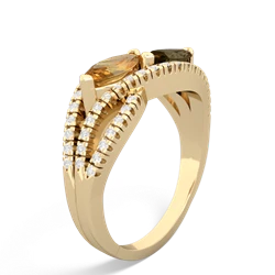 Citrine Diamond Rivers 14K Yellow Gold ring R3070