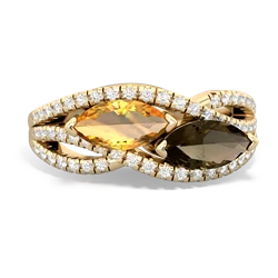 Citrine Diamond Rivers 14K Yellow Gold ring R3070