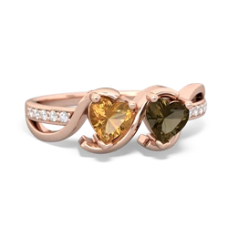 Citrine Side By Side 14K Rose Gold ring R3090