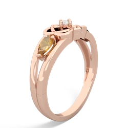 Citrine Hearts Intertwined 14K Rose Gold ring R5880