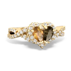 Citrine Diamond Twist 'One Heart' 14K Yellow Gold ring R2640HRT