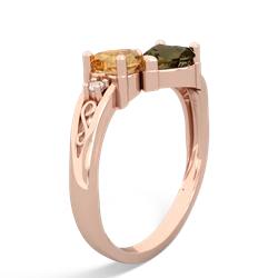 Citrine Snuggling Hearts 14K Rose Gold ring R2178