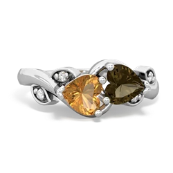 Citrine Floral Elegance 14K White Gold ring R5790