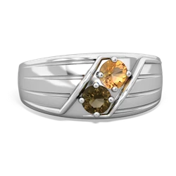 Citrine Men's Streamline 14K White Gold ring R0460