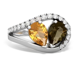 Citrine Nestled Heart Keepsake 14K White Gold ring R5650