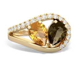 Citrine Nestled Heart Keepsake 14K Yellow Gold ring R5650