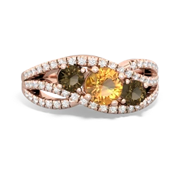 Citrine Three Stone Aurora 14K Rose Gold ring R3080