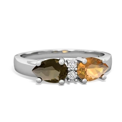 Citrine Pear Bowtie 14K White Gold ring R0865