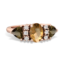 Citrine Antique Style Three Stone 14K Rose Gold ring R2186