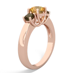 Citrine Three Stone Round Trellis 14K Rose Gold ring R4018