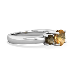 Citrine Three Stone Round Trellis 14K White Gold ring R4018