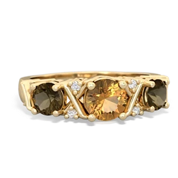 Citrine Hugs And Kisses 14K Yellow Gold ring R5016