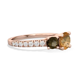 Citrine Pave Trellis 14K Rose Gold ring R5500