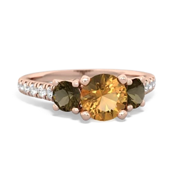 Citrine Pave Trellis 14K Rose Gold ring R5500