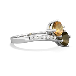 Citrine Channel Set Two Stone 14K White Gold ring R5303