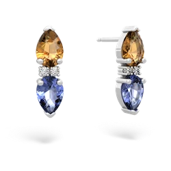 Citrine Bowtie Drop 14K White Gold earrings E0865