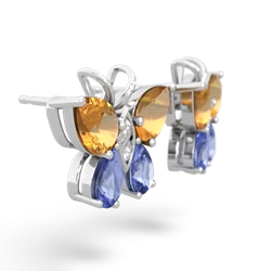 Citrine Butterfly 14K White Gold earrings E2215