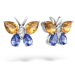 Citrine Butterfly 14K White Gold earrings E2215