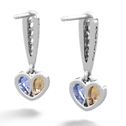 Citrine Filligree Heart 14K White Gold earrings E5070