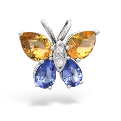 Citrine Butterfly 14K White Gold pendant P2215