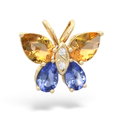 Citrine Butterfly 14K Yellow Gold pendant P2215