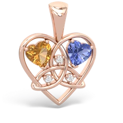 Citrine Celtic Trinity Heart 14K Rose Gold pendant P5331