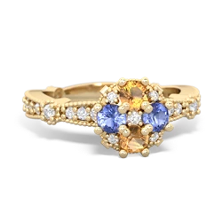 Citrine Sparkling Tiara Cluster 14K Yellow Gold ring R26293RD