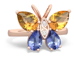 Citrine Butterfly 14K Rose Gold ring R2215