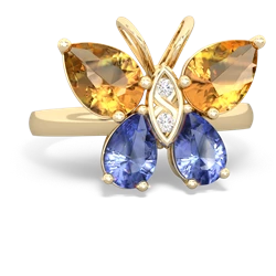 Citrine Butterfly 14K Yellow Gold ring R2215