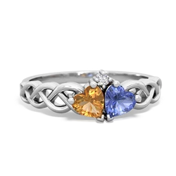 Citrine Heart To Heart Braid 14K White Gold ring R5870