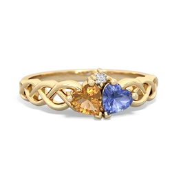 Citrine Heart To Heart Braid 14K Yellow Gold ring R5870