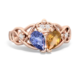 Citrine 'One Heart' Celtic Knot Claddagh 14K Rose Gold ring R5322