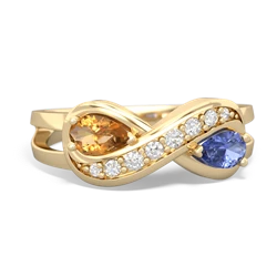 Citrine Diamond Infinity 14K Yellow Gold ring R5390