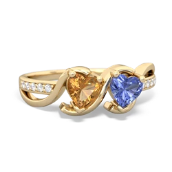 Citrine Side By Side 14K Yellow Gold ring R3090