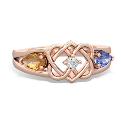 Citrine Hearts Intertwined 14K Rose Gold ring R5880