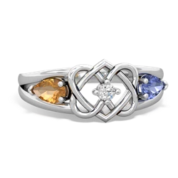 Citrine Hearts Intertwined 14K White Gold ring R5880