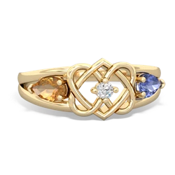 Citrine Hearts Intertwined 14K Yellow Gold ring R5880