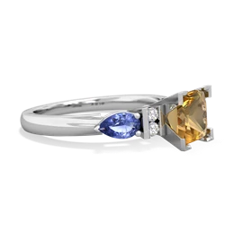 Citrine 6Mm Princess Eternal Embrace Engagement 14K White Gold ring C2002