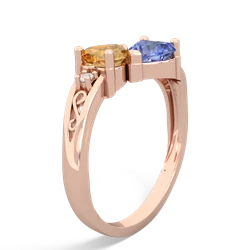 Citrine Snuggling Hearts 14K Rose Gold ring R2178