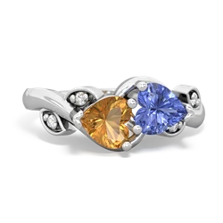 Citrine Floral Elegance 14K White Gold ring R5790